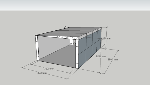 Одиночний -shield Garage 3.5x5.5 (H = 1,95 м) з гофрованої дошки